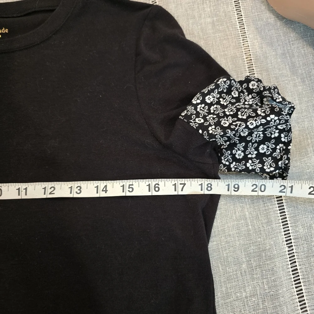 Kate Spade Women's Black Ruffle-Hem Short Sleeve Top Xs